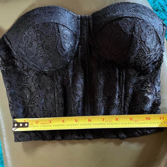 Black lace formed bustier top  strapless corset padded cups - Picture 3 of 8